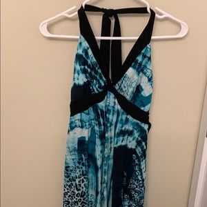Snake print, blue and black maxi dress by Ruby Rox